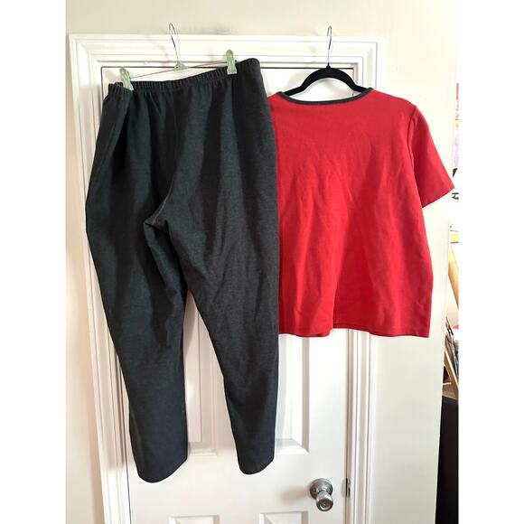 NEIMAN MARCUS Exclusive Vintage Red Gray Lounge 2-Piece Set Loungewear - Sz 1X - Picture 3 of 3